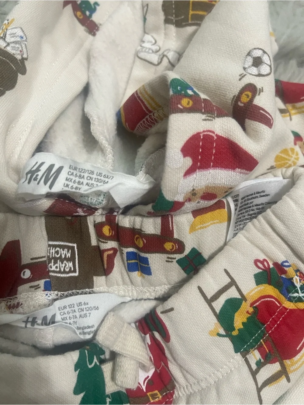 Kids Holiday Matching Set - White Santa & Tree Print
